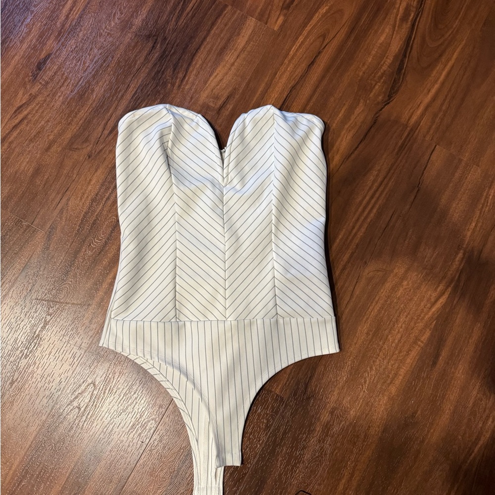 Striped White Bodysuit